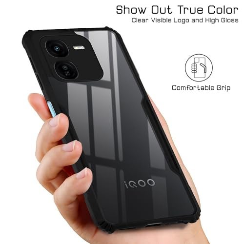 Jkobi غطاء خلفي من جيكوبي لهاتف Vivo IQOO Z9x 5G (مضاد للصدمات مع لوحة بولي كربونات شفافة | أسود احترافي) - Image 3