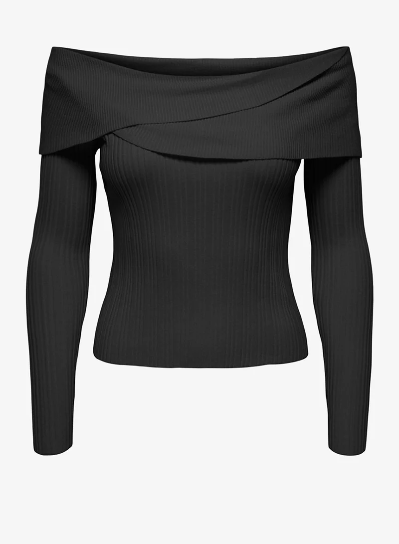 Onlmeddi Ribbed Off Shoulder Knit sweater