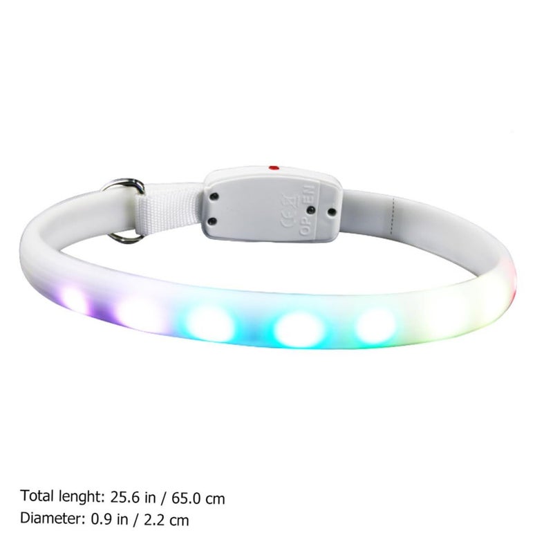 Luxshiny LED Pet Collar USB Rechargeable White Glowing Dog Collar Night Safety Flashing Luminous For Outdoor Walks - Image 3
