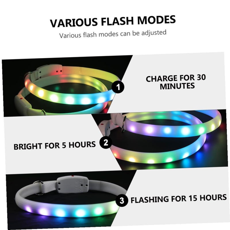 Luxshiny LED Pet Collar USB Rechargeable White Glowing Dog Collar Night Safety Flashing Luminous For Outdoor Walks - Image 4