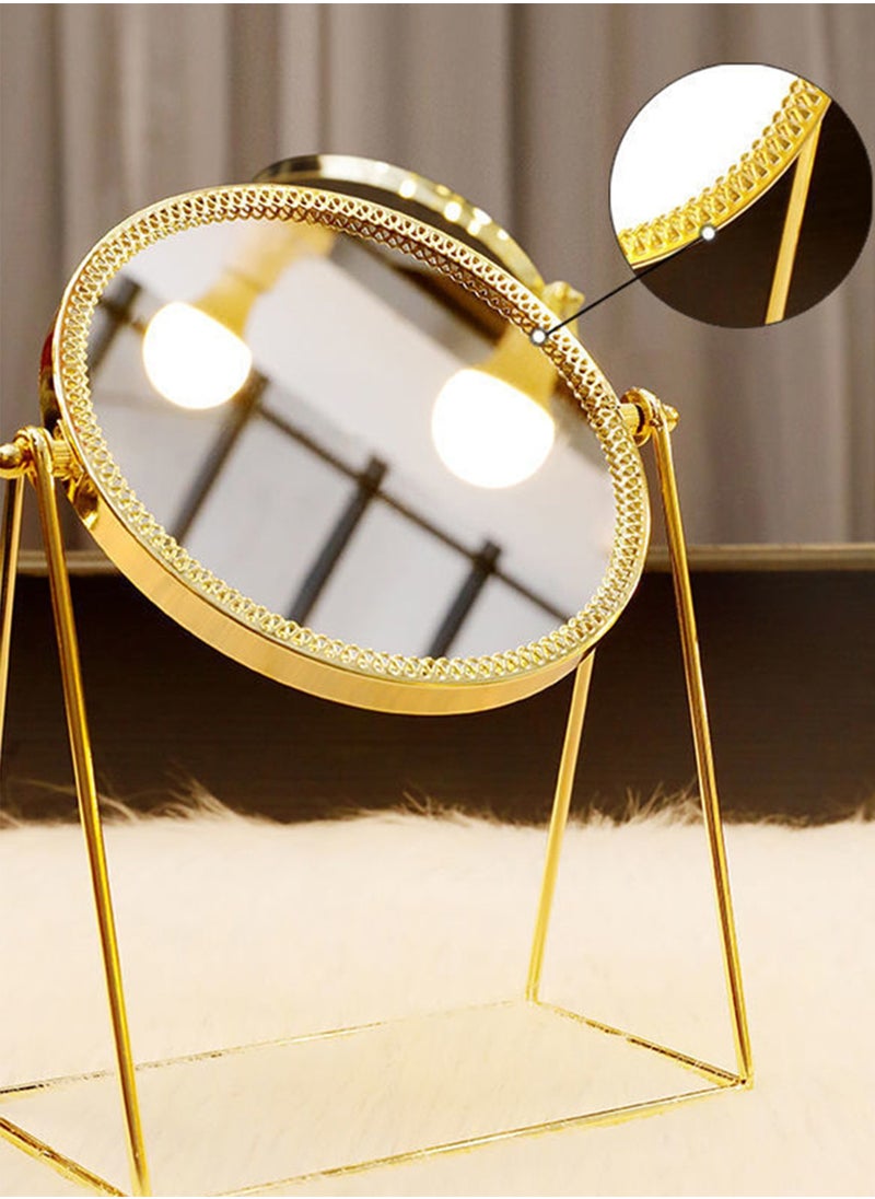 Sharpdo Luxury High-definition Vanity Mirror Fashion Rotatable Gold Cosmetic Mirror With Stand 360° Smooth Flip Makeup Mirror  - Image 3