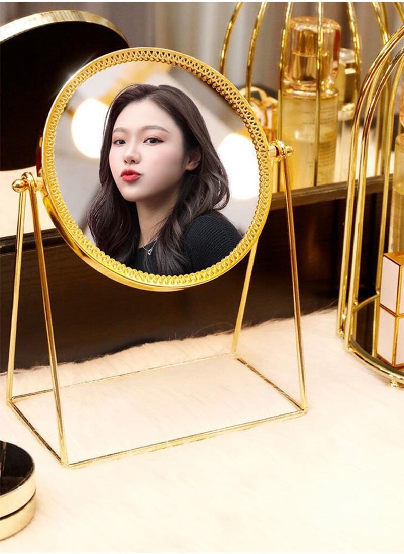 Sharpdo Luxury High-definition Vanity Mirror Fashion Rotatable Gold Cosmetic Mirror With Stand 360° Smooth Flip Makeup Mirror  - Image 4