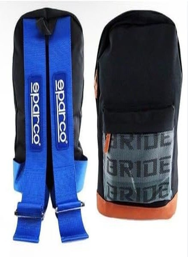 AUTO MT New Bride Racing Backpack with Blue SPARCO Racing Harness Shoulder Straps BLUE Stylish & Sports Look Bag pack 1pc - Image 2