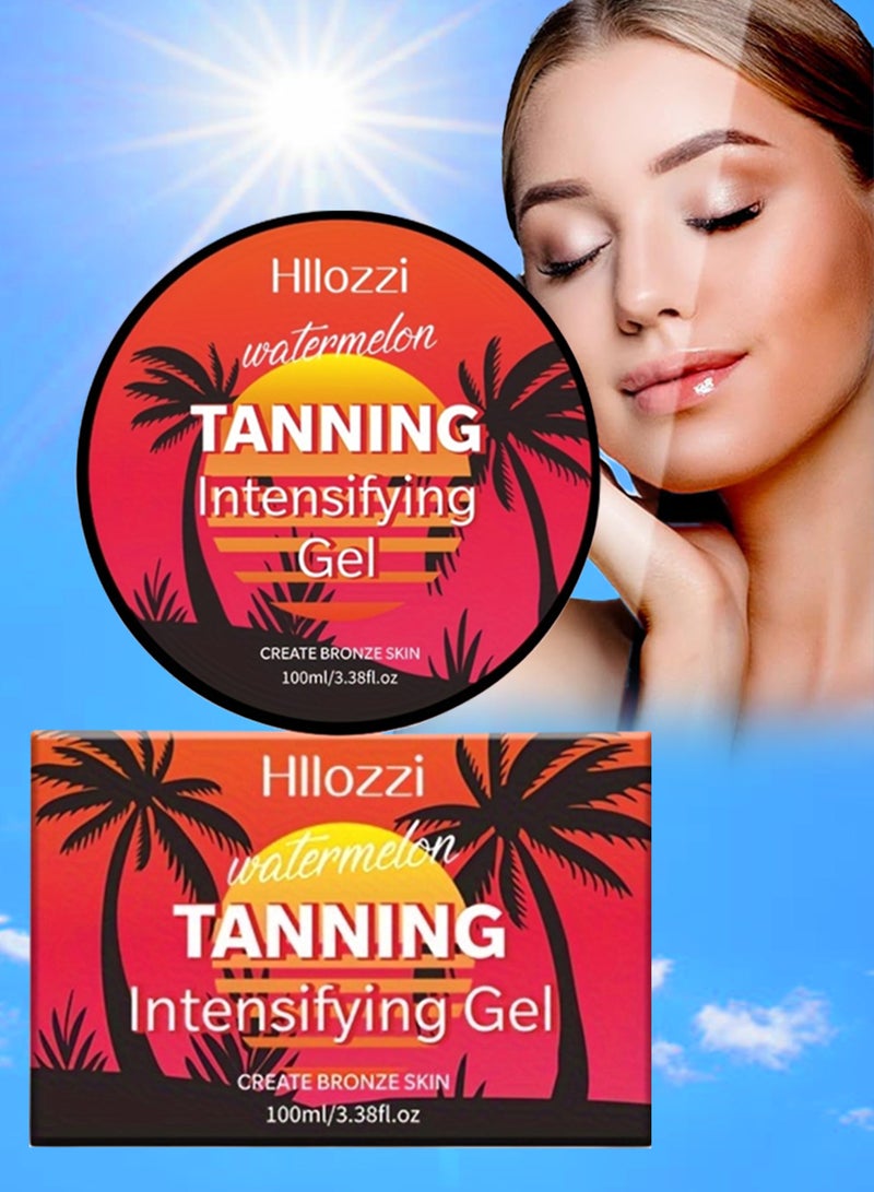 Hllozzi 100ml Watermelon Tanning Intensifying Gel for Men and Women Create Bronze Skin Extreme Intensive Tanning Soft Gel Tanning Lotion Accelerator Tanning Cream Self Tanner Gel for Skin Tanning Sunless Tanner - Image 1