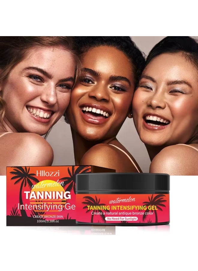 Hllozzi 100ml Watermelon Tanning Intensifying Gel for Men and Women Create Bronze Skin Extreme Intensive Tanning Soft Gel Tanning Lotion Accelerator Tanning Cream Self Tanner Gel for Skin Tanning Sunless Tanner - Image 5