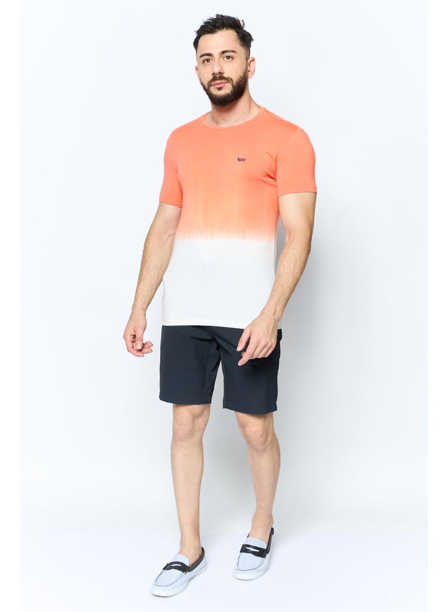GAS Men Round Neck Short Sleeves Brand Logo T-shirt, Orange  - Image 2