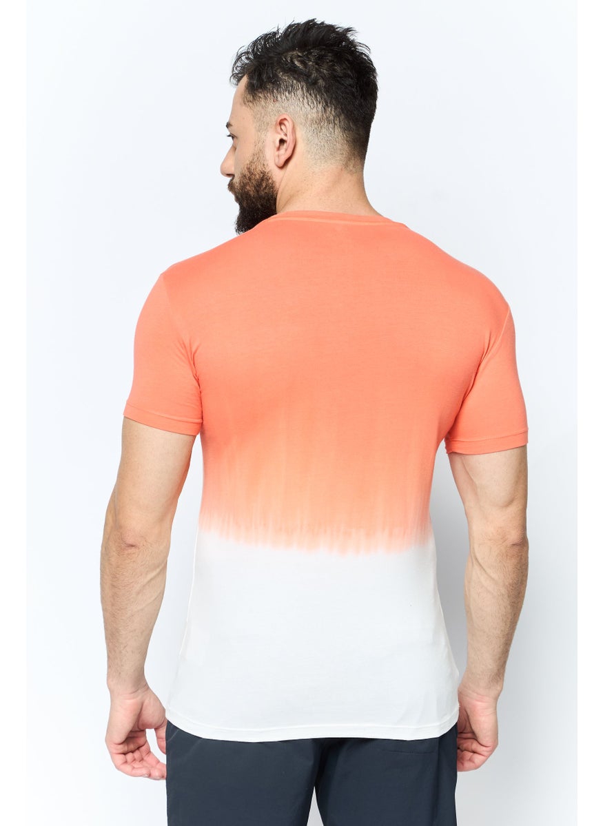 GAS Men Round Neck Short Sleeves Brand Logo T-shirt, Orange  - Image 4