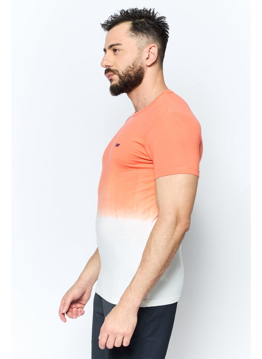 GAS Men Round Neck Short Sleeves Brand Logo T-shirt, Orange  - Image 3