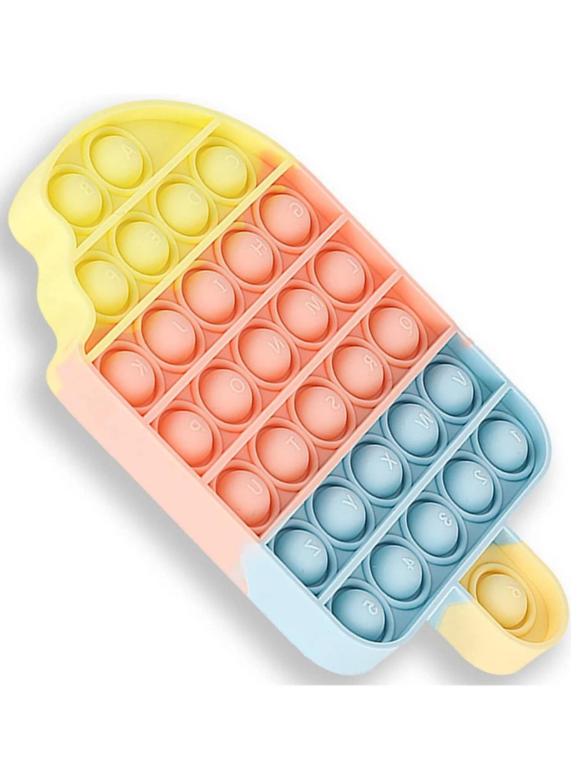 Push Pop Bubble Fidget Toy Sensory Silicone Stress Reliever for Kids and Adults Anxiety Relief Toy Portable Pop-It Toy for Fun and Relaxation (Ice Cream Rainbow) - Image 1