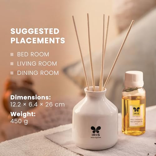 IRIS Home Fragrance,60Ml Apple cinnamon Reed Diffuser Set |Free 6 Reeds Sticks of 7.5"|Stress Relief & Aromatherapy |Long-Lasting,Smoke-Free Air Freshener for Home,Bedroom & Office | Ideal for Gifting - Image 4