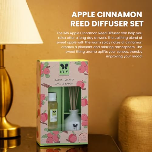 IRIS Home Fragrance,60Ml Apple cinnamon Reed Diffuser Set |Free 6 Reeds Sticks of 7.5"|Stress Relief & Aromatherapy |Long-Lasting,Smoke-Free Air Freshener for Home,Bedroom & Office | Ideal for Gifting - Image 2