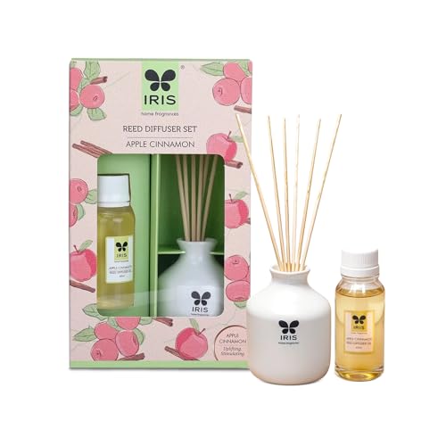 IRIS Home Fragrance,60Ml Apple cinnamon Reed Diffuser Set |Free 6 Reeds Sticks of 7.5"|Stress Relief & Aromatherapy |Long-Lasting,Smoke-Free Air Freshener for Home,Bedroom & Office | Ideal for Gifting - Image 1