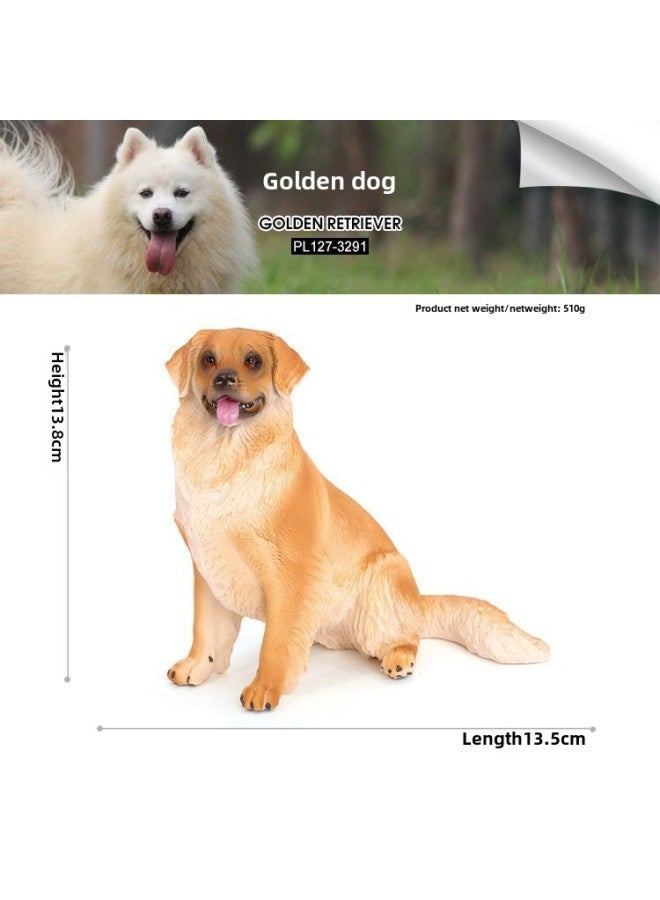 Children's Simulation Solid Animal Model Chai Dog Golden Retriever Dog Lazy Cat Garfield White Mouse Pet Ornaments Toy-Color:127-3291 Blonde Dog  - Image 1