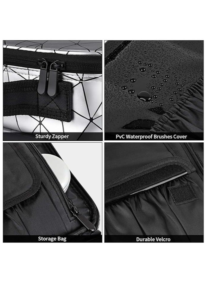 حقيبة مكياج جديدة من الجلد الصناعي مقاومة للماء بتصميم هندسي مع فواصل قابلة للتعديل منظمة تجميل مدمجة ومتينة للسفر (فضي) - Image 5