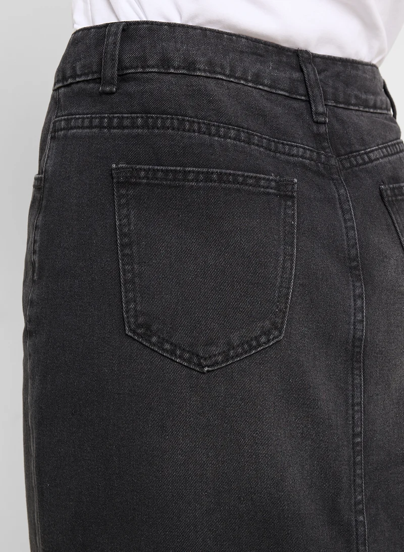 Ginger Denim Midi Skirt With Slit