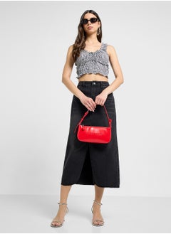 Ginger Denim Midi Skirt With Slit  - Image 4