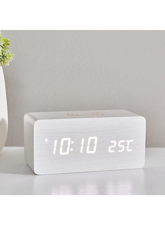 Home Box Espiri LED Wooden Clock with Bluetooth Speaker and Voice Control 15 x 7 x 7 cm  - Image 1