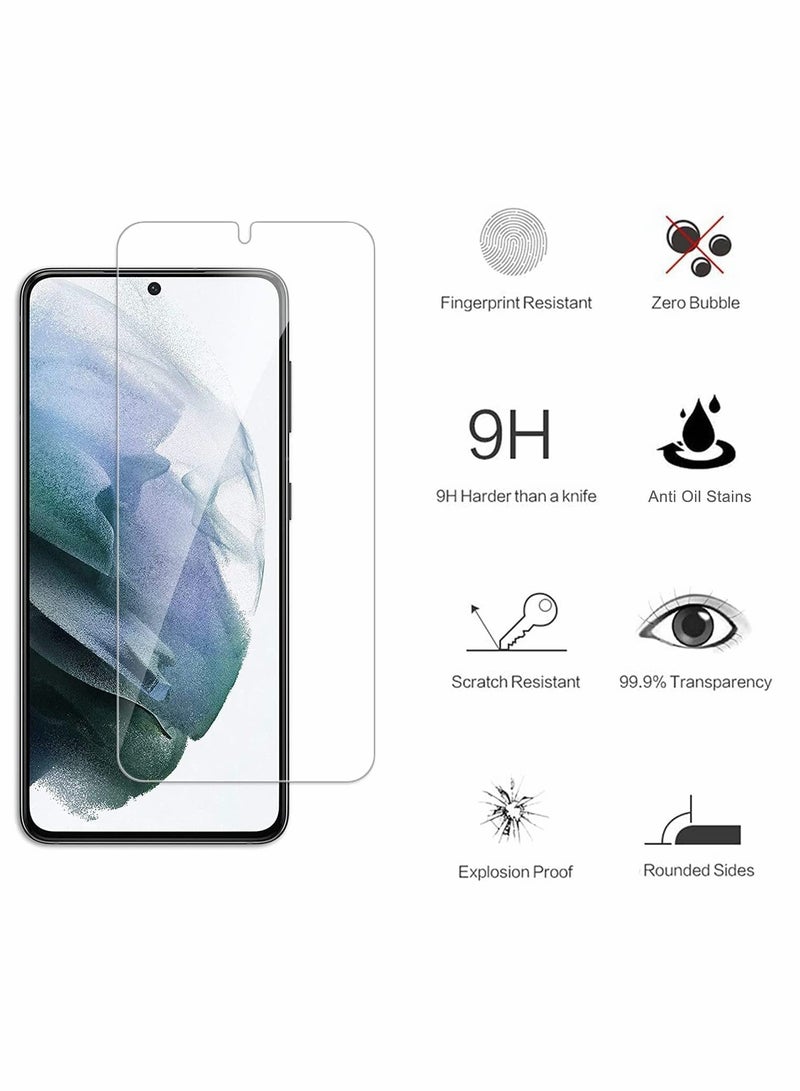 Excefore for Galaxy S22 Screen Protector [2 +2 Pack] 2 Pcs Full Coverage Tempered Glass Film with 2 Pcs Camera Lens Protector 9H Hardness Fingerprint Unlock Ultra Thin HD Clear for Samsung Galaxy S22(6.1")  - Image 2