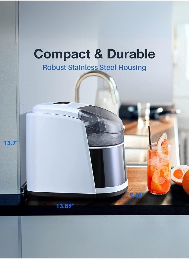 Vosco Ice Maker Countertop Grey – 12Kg/24H, 9 Ice Cubes in 6 Mins, 2 Ice Sizes, Compact & Portable Ice Machine for Home, Office, Kitchen  - Image 4