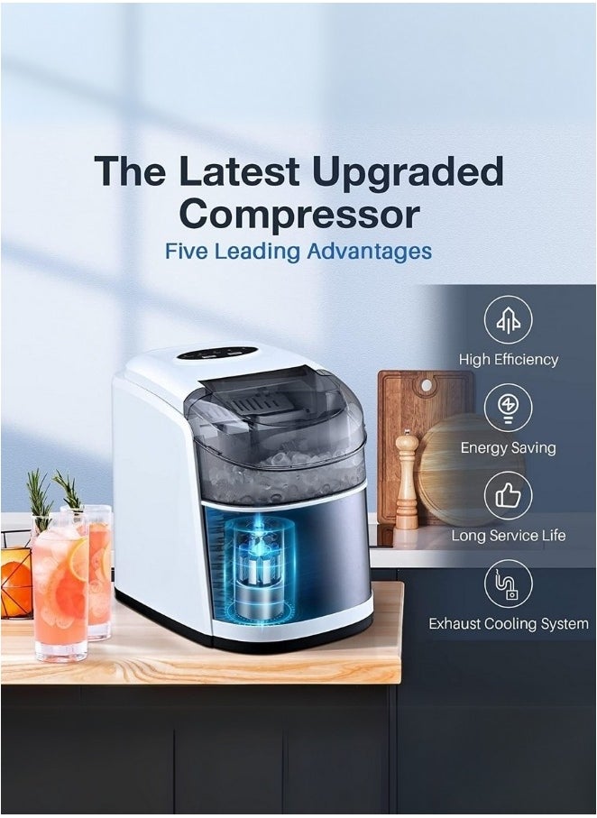 Vosco Ice Maker Countertop Grey – 12Kg/24H, 9 Ice Cubes in 6 Mins, 2 Ice Sizes, Compact & Portable Ice Machine for Home, Office, Kitchen  - Image 2