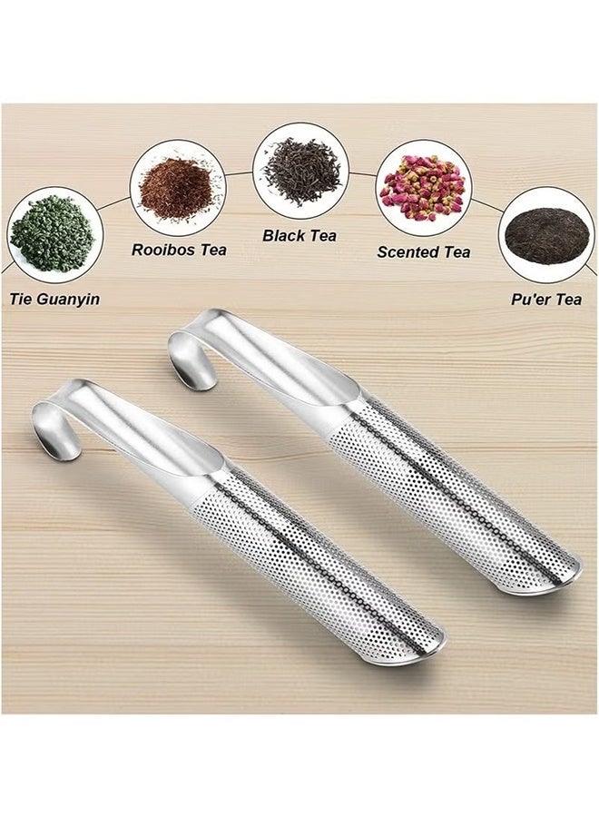 YJ 2 PCS 304 Stainless Steel Tea Strainer, Tea Infuser for Loose Tea, Tea Diffuser, Extra Fine Mesh Steeper to Steep Loose Leaf Tea Herbal Tea Coffee, Long Handle Tea Filter for Rose, Spices (Sliver) - Image 5