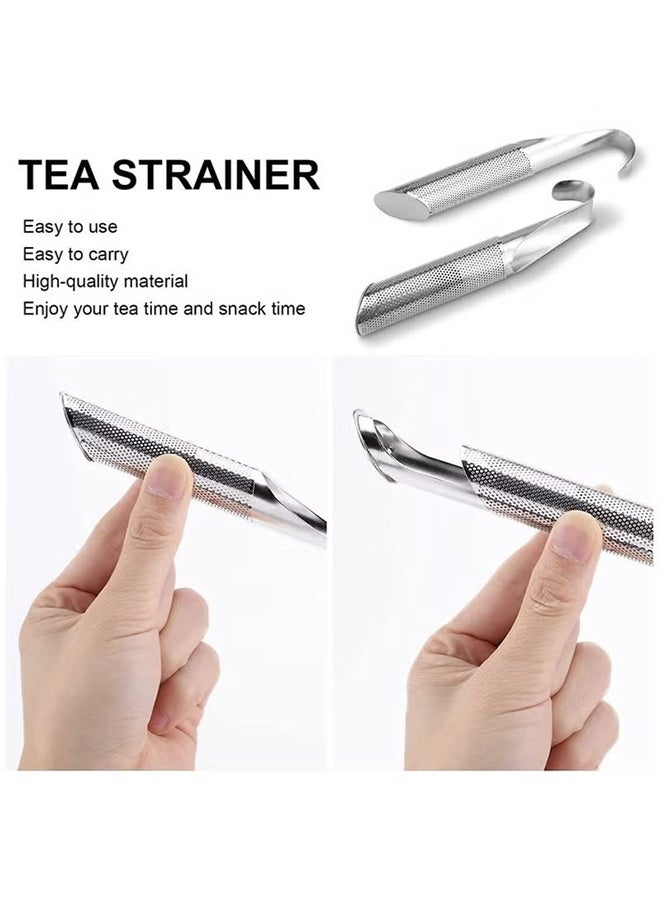 YJ 2 PCS 304 Stainless Steel Tea Strainer, Tea Infuser for Loose Tea, Tea Diffuser, Extra Fine Mesh Steeper to Steep Loose Leaf Tea Herbal Tea Coffee, Long Handle Tea Filter for Rose, Spices (Sliver) - Image 3