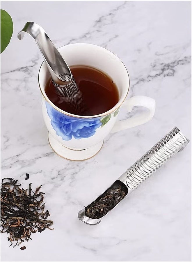 YJ 2 PCS 304 Stainless Steel Tea Strainer, Tea Infuser for Loose Tea, Tea Diffuser, Extra Fine Mesh Steeper to Steep Loose Leaf Tea Herbal Tea Coffee, Long Handle Tea Filter for Rose, Spices (Sliver) - Image 4