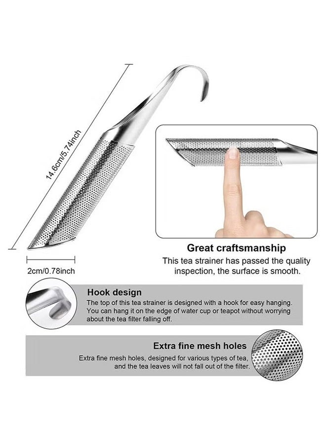 YJ 2 PCS 304 Stainless Steel Tea Strainer, Tea Infuser for Loose Tea, Tea Diffuser, Extra Fine Mesh Steeper to Steep Loose Leaf Tea Herbal Tea Coffee, Long Handle Tea Filter for Rose, Spices (Sliver) - Image 2