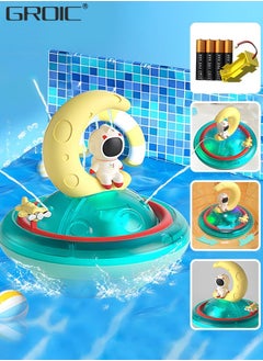 GROIC Electric Baby Bath Toys, Space Astronaut Swimming & Bathing Spray Water Light Up Toys with LED Light, Automatic Rotation, Ring play Bathtub Toy Rechargeable Battery  - Image 1