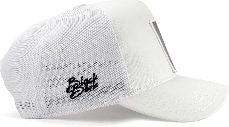 بلاك بورك Blackbörk V1 Trucker See You Later Never - Unisex White Hat (Cap) with 2 Code Logo