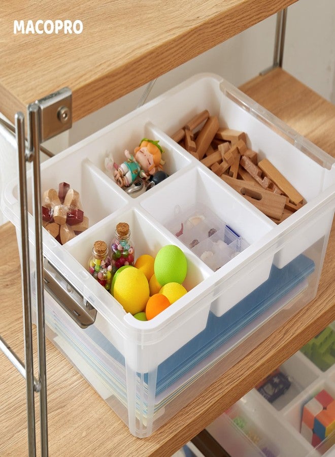 MACOPRO 17 QT Plastic Storage Box with Removable Tray Craft Organizers and Storage Clear Container for Organizing Bead, Tool, Sewing, Playdoh (White, 1Pack-17QT) - Image 5