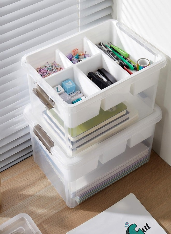 MACOPRO 17 QT Plastic Storage Box with Removable Tray Craft Organizers and Storage Clear Container for Organizing Bead, Tool, Sewing, Playdoh (White, 1Pack-17QT) - Image 4