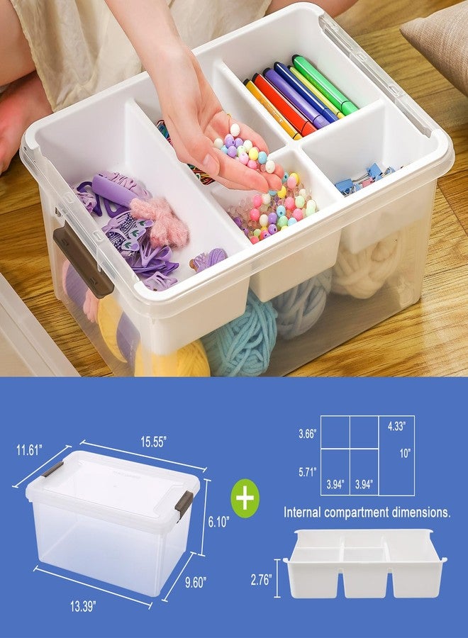 MACOPRO 17 QT Plastic Storage Box with Removable Tray Craft Organizers and Storage Clear Container for Organizing Bead, Tool, Sewing, Playdoh (White, 1Pack-17QT) - Image 3