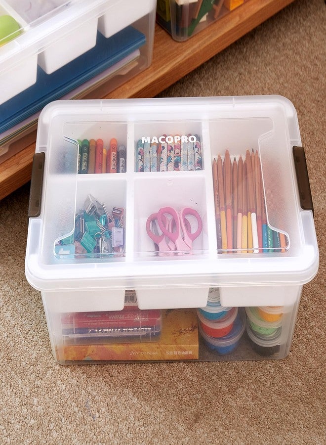 MACOPRO 17 QT Plastic Storage Box with Removable Tray Craft Organizers and Storage Clear Container for Organizing Bead, Tool, Sewing, Playdoh (White, 1Pack-17QT) - Image 2