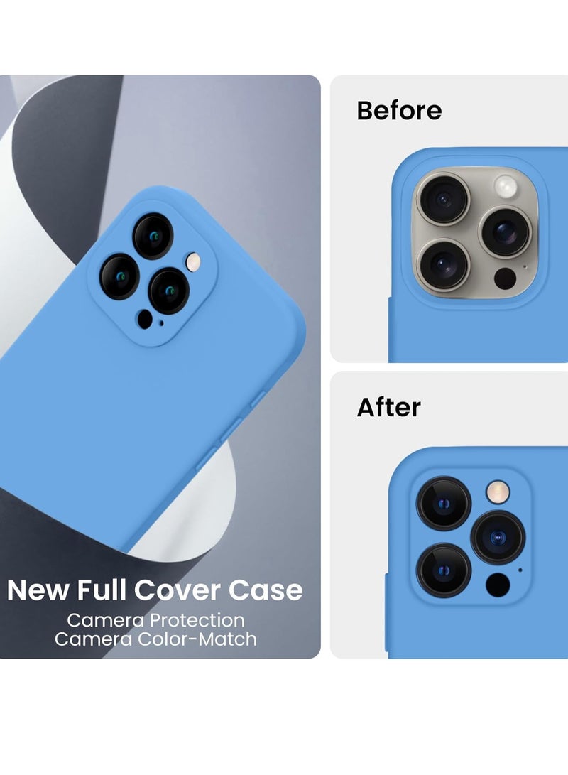 ELTRAZONE Designed for iPhone 15 Pro Max Case, Silicone Upgraded [Camera Protection] for iPhone 15 ProMax Case with [2 Screen Protectors], Anti-Scratch Microfiber Lining, 6.7 inch, Blue - Image 3