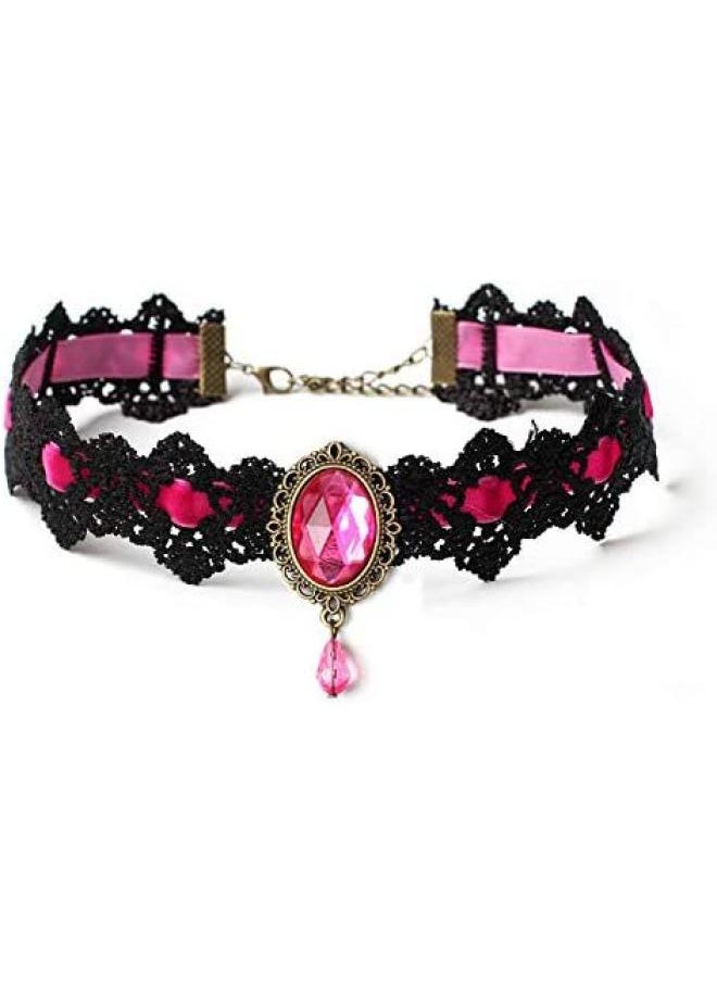 Generic Cross Border Lace Necklace Gothic Chocker Collar Rhinestone Black Halloween Necklace Gift 