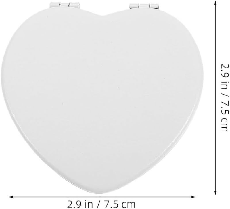 2pcs Small Compact Leather Double-Sided Folding Makeup Mirrors 72x75mm Heart Shape Portable Pocket Mirrors for Travel and Purse Use - Image 2