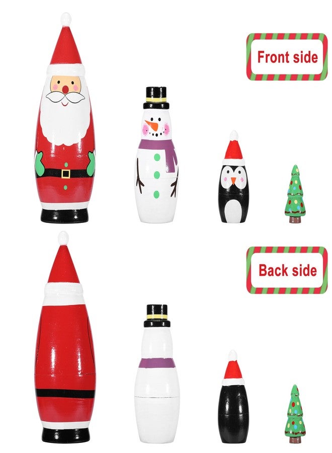 Yoption Christmas Russian Nestingdolls, Handmade Wooden Matryoshkadoll Santa Claus Snowman Russiandoll Set for Christmas Birthday Gift Party Home Decorations - Image 3