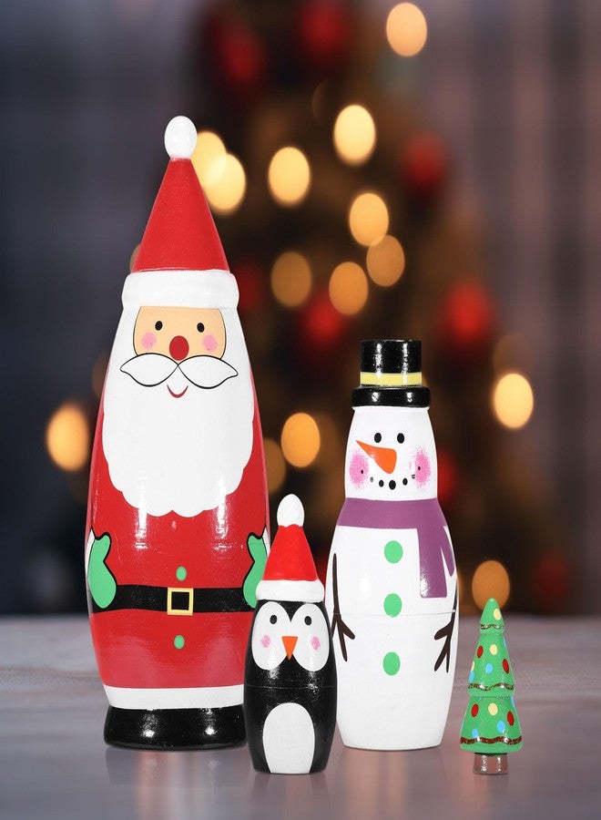 Yoption Christmas Russian Nestingdolls, Handmade Wooden Matryoshkadoll Santa Claus Snowman Russiandoll Set for Christmas Birthday Gift Party Home Decorations - Image 2