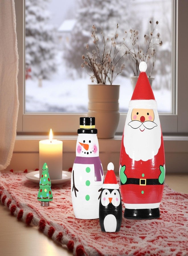 Yoption Christmas Russian Nestingdolls, Handmade Wooden Matryoshkadoll Santa Claus Snowman Russiandoll Set for Christmas Birthday Gift Party Home Decorations - Image 5