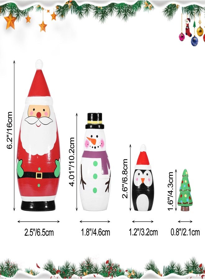 Yoption Christmas Russian Nestingdolls, Handmade Wooden Matryoshkadoll Santa Claus Snowman Russiandoll Set for Christmas Birthday Gift Party Home Decorations - Image 4
