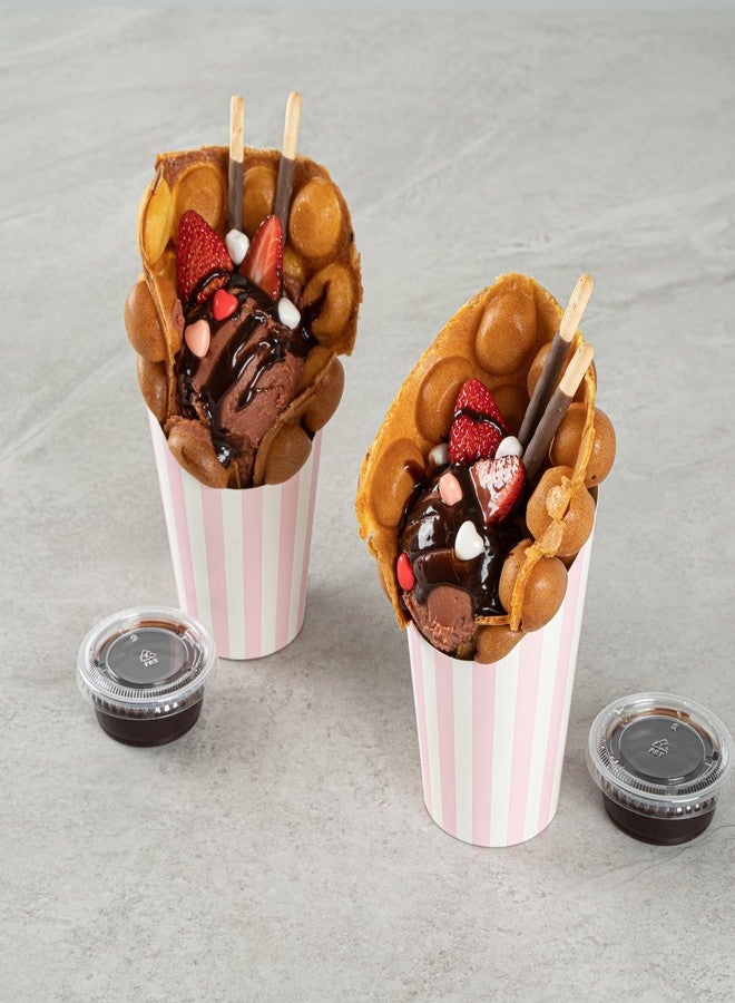 Restaurantware Bio Tek 12 Ounce French Fry Containers 100 Disposable Charcuterie Cups - Incline Design Round Striped Paper French Fry Cups Stackable For Waffles Chips or Popcorn - Image 3