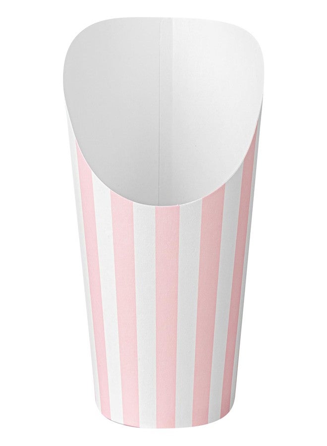 Restaurantware Bio Tek 12 Ounce French Fry Containers 100 Disposable Charcuterie Cups - Incline Design Round Striped Paper French Fry Cups Stackable For Waffles Chips or Popcorn - Image 2