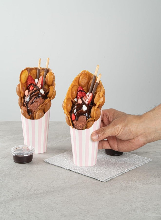 Restaurantware Bio Tek 12 Ounce French Fry Containers 100 Disposable Charcuterie Cups - Incline Design Round Striped Paper French Fry Cups Stackable For Waffles Chips or Popcorn - Image 4