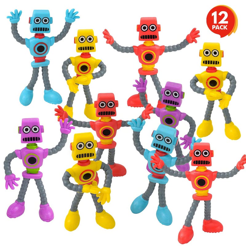 ArtCreativity Bendable Robot Figures, Set of 12 Flexible Men, Robot Party Favors for Boys and Girls, Stress Relief Fidget Toys, Sensory Toys for Kids and Adults, Goody Bag Stuffers - Image 1