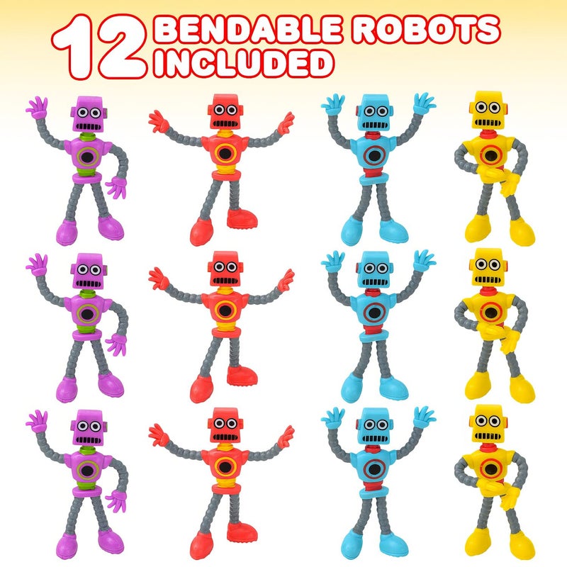 ArtCreativity Bendable Robot Figures, Set of 12 Flexible Men, Robot Party Favors for Boys and Girls, Stress Relief Fidget Toys, Sensory Toys for Kids and Adults, Goody Bag Stuffers - Image 2