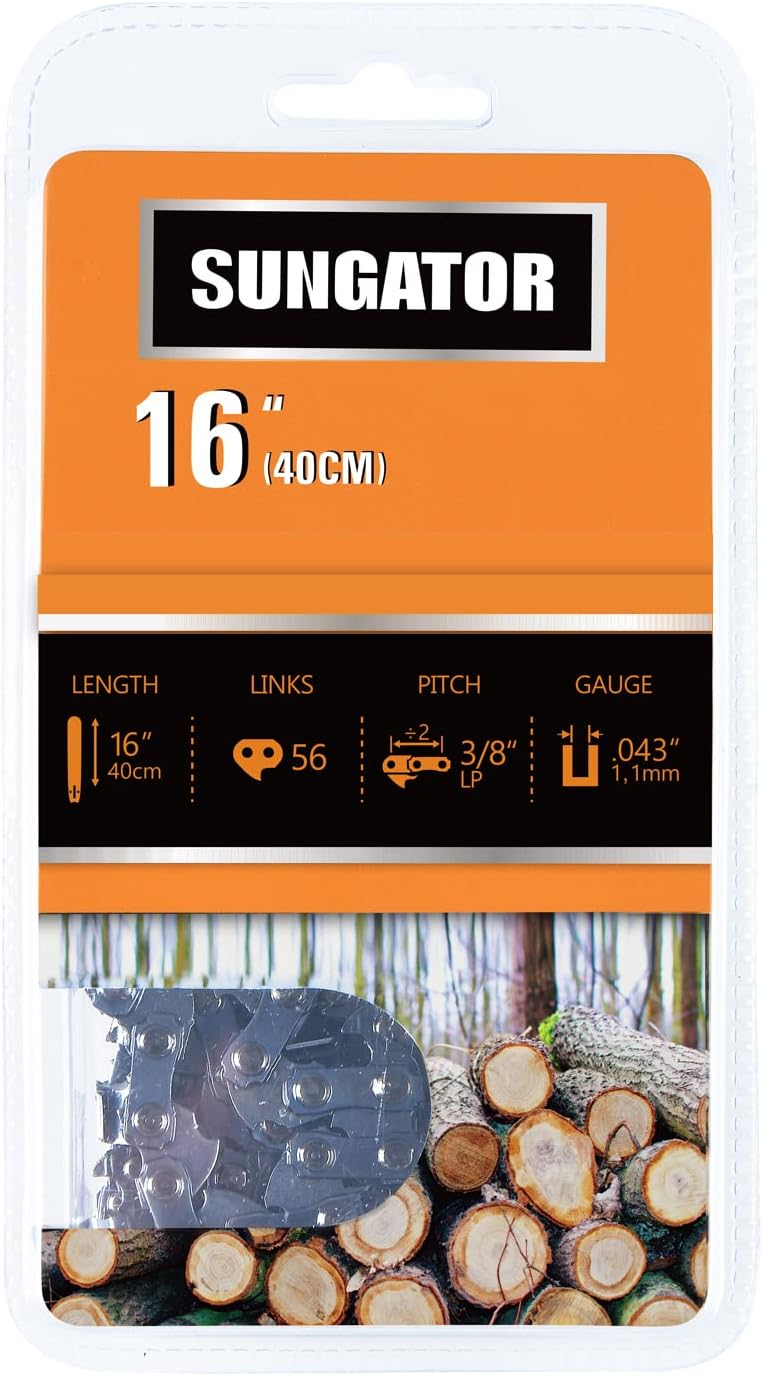 SUNGATOR سلسلة منشار كهربائي 16 بوصة SG-R56، 3/8" LP Pitch - .043" Gauge - 56 روابط دفع، متوافقة مع بولا، جرين ووركس، ديوالت والمزيد - Image 1