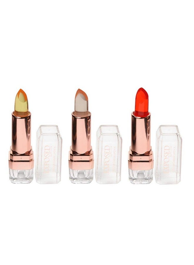 INCOLOR Multicolor Set Of 3 Exposed Color Change Lipstick, Glossy Finish, Jelly Crystal, Long Lasting, Waterproof Moisturizer Lipstick For Girl & Women Multicolor (Combo-1) - Image 2