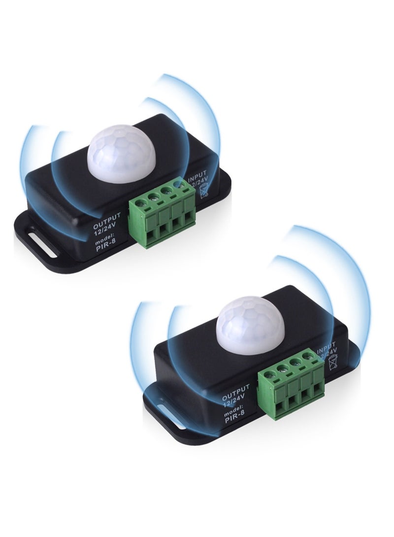 عبوة 2 مفتاح ضوء الأشعة تحت الحمراء لجسم الإنسان 12V/24V مع مستشعر حركة PIR للتحكم التلقائي في أضواء شريط LED للإضاءة - Image 1