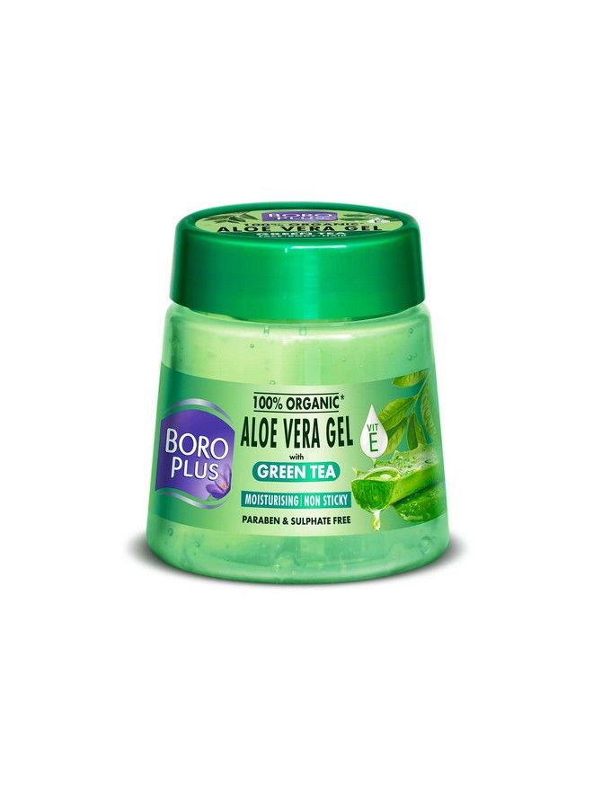 BOROPLUS Aloe Vera Gel With Green Tea 100% Organic For Skin & Hair Rich In Vitamin E And Antiseptic Herbs For Smooth Nourished And Moisturised Skin 200Ml - Image 2